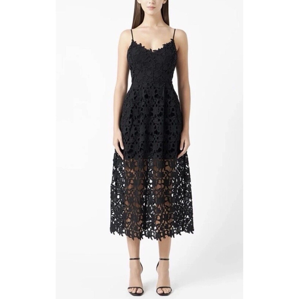 ASTR The Label Black Lace Midi Dress Spaghetti Strap Size M